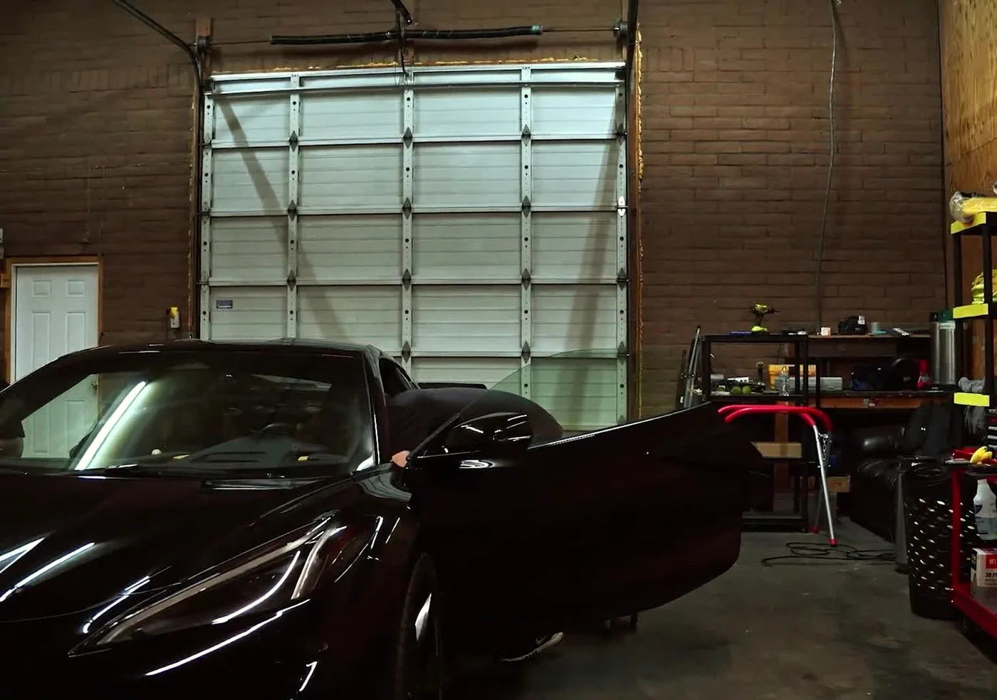 Corvette in the Ogden Window Tinting shop