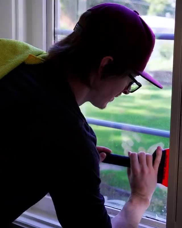 Home window film behind shutters